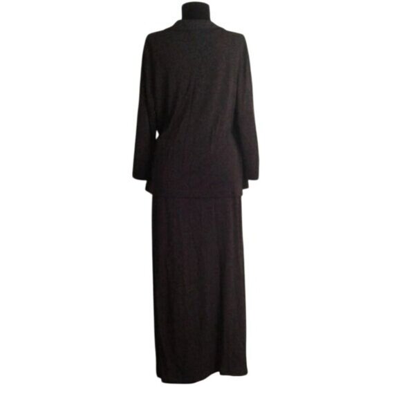 J. Jill L LP Womens Petite Wrap Top Skirt Set Rayon Polyester Gray Paisley Maxi - Picture 2 of 9